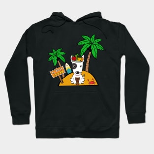 Funny bull terrier is on a deserted island Hoodie